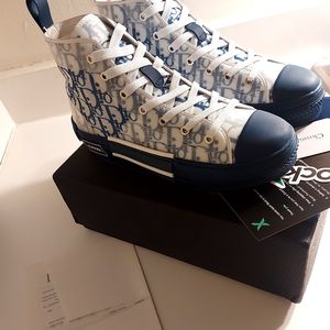 Dior Blue and White High-Top Sneakers🔥